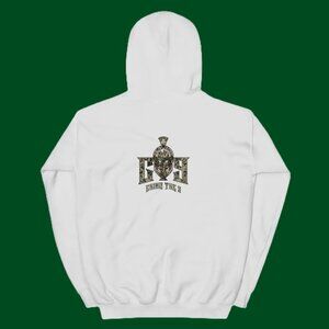GT9 Men's / Unisex Streetwear White & Camo Logo Hoodie Sz. Med FITS LIKE A SMALL